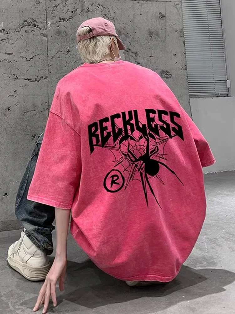 

American Retro 500g Heavyweight Men's T-irt Summer Trendy ort Sve Oversize Seven-Quarter Sve Casual Faion Streetwear