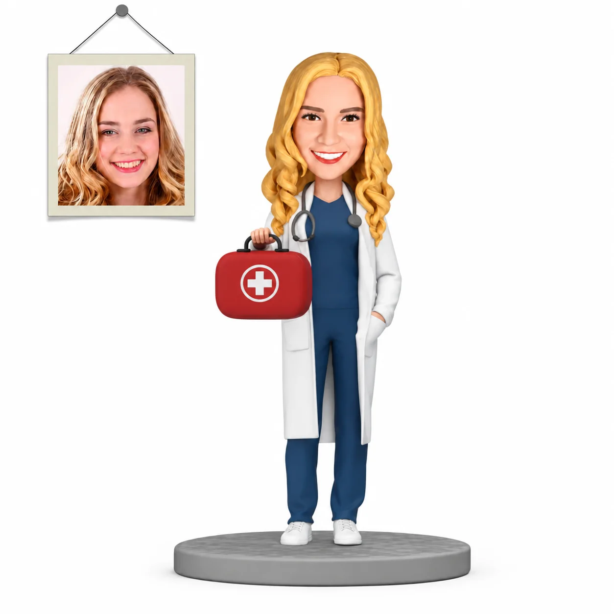 Custom Doctor Bobblehead with First Aid Kit Personalized Physician Figurine from Photo Thank You Gift
