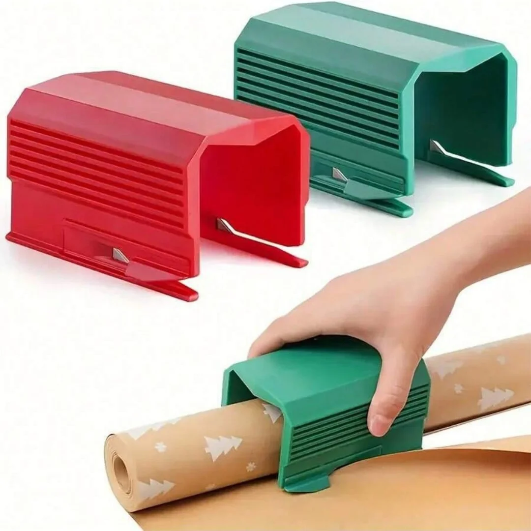 Portable Wrapping Paper Roll Cutter Manual Gift Wrap Slicer DIY Christmas Holiday Gift Packaging Cutting Tool Home Wrapping Acce