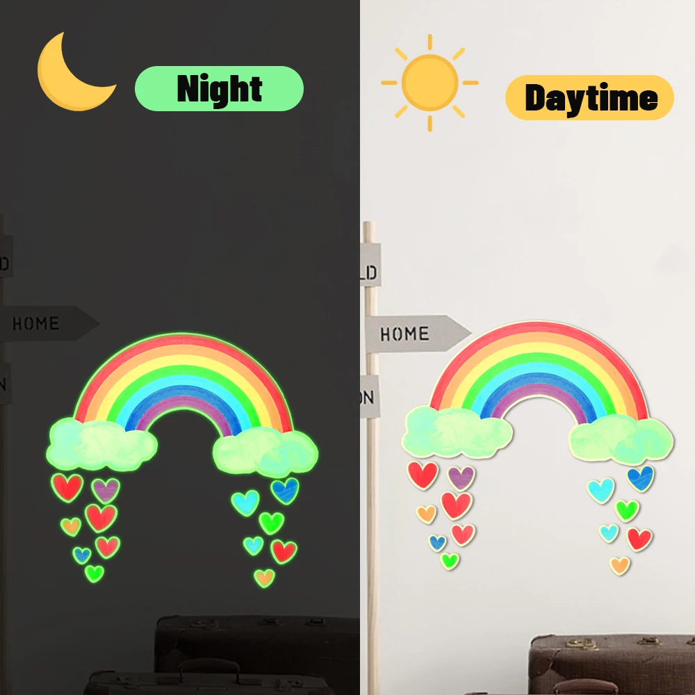 Cartoon Pattern Luminous Wall Stickers Glow In The Dark Stickers Combination Decals For Baby Kids Room Bedroom Home Decoration