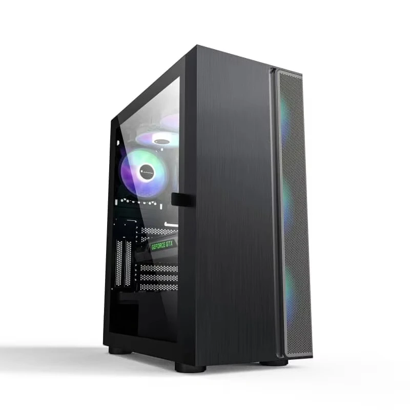 ATX Wide Desktop Computer Shell, Tempered‑Glass Side Window, 240 Radiator Top Installation, Office & Gaming Empty Host Case