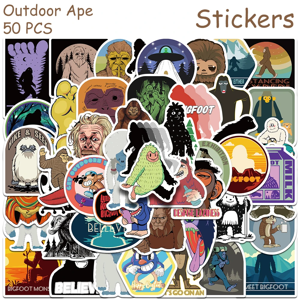 50pcs Outdoor Ape Stickers Decals For Laptop Suitcase Notebook Skateboard Guitar DIY Cartoon Aesthetic Stickers Creative Gifts