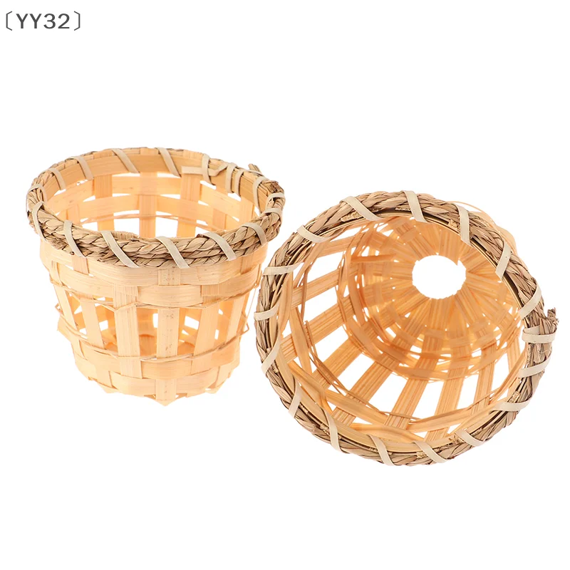 〔YY32〕2PCS Lamp Shade Light Cover Shades Chandelier Drum Woven Cage Bulbceiling Rattan Pendanttable Wicker Lamps Cottage Country