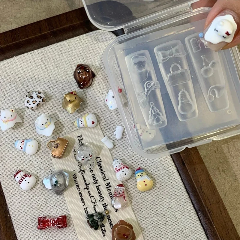 Christmas Gift Silicone Snowman Nail Carving Mold Nail Decorations Nails Diy Design Stereoscopic Stamping Plate Manicure Tools