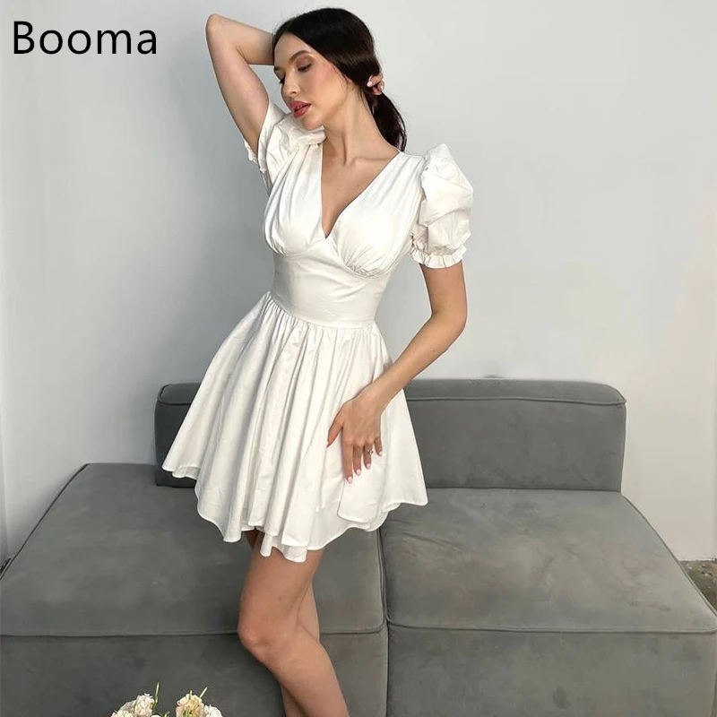 

Booma Mini Pleat Elegant A-Line Evening Dresses V-Neck Simple Formal Party Gowns for Women Prom Gown Customize 2025