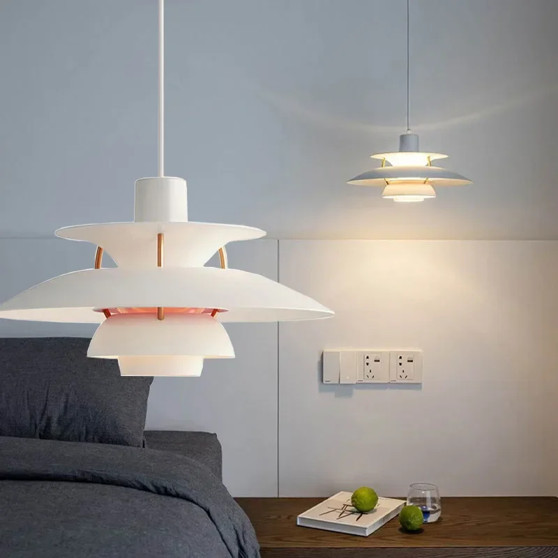 Nordic Danish Designer E27 Restaurant Chandelier Modern Led Iron Pendant Light Bedroom Bedside Lamp Classic Decoration Droptop