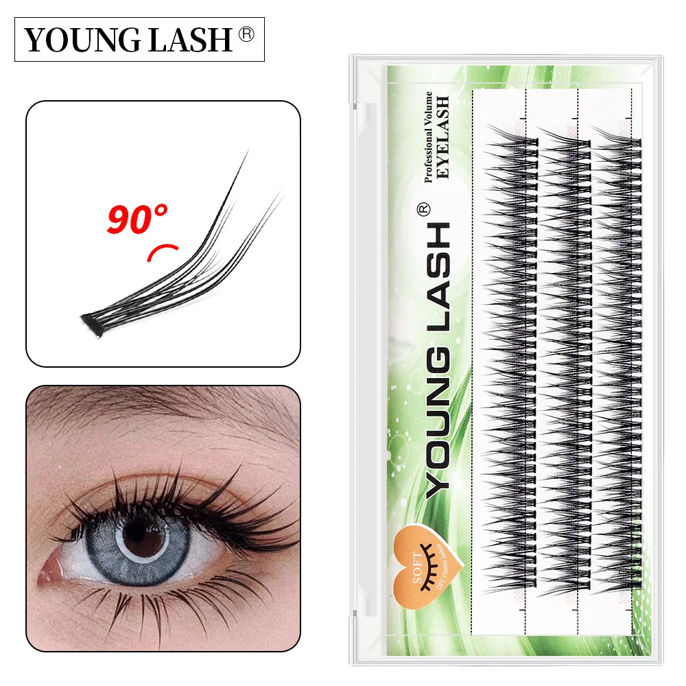 YOUNG LASH L Curl Swallowtail Fairy Segmented False Eyelashes Extensions Cluster Fish Tail  Mermaid Tail Type