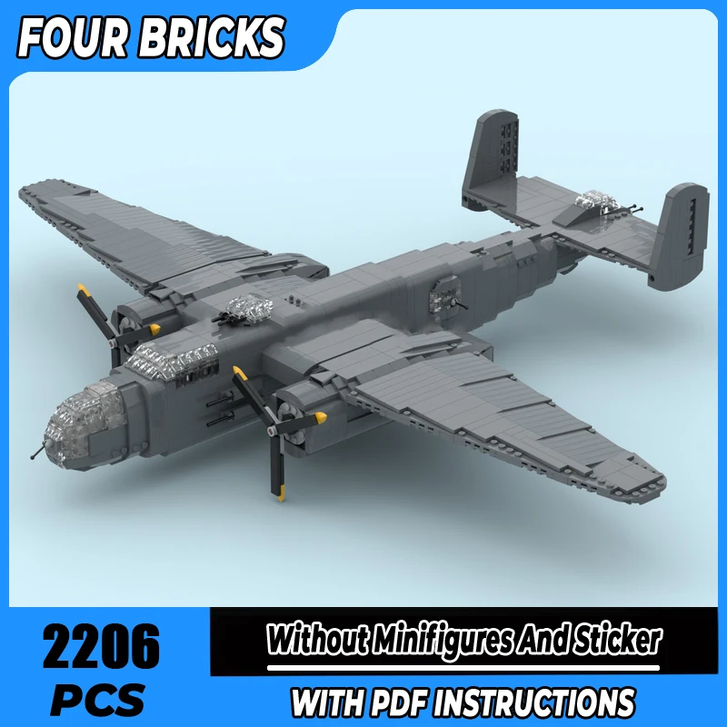 

fighter plane Moc Building Blocks B-25 Mitchell Technology Modular Bricks Model Gifts Christmas Toys DIY Sets Assembly