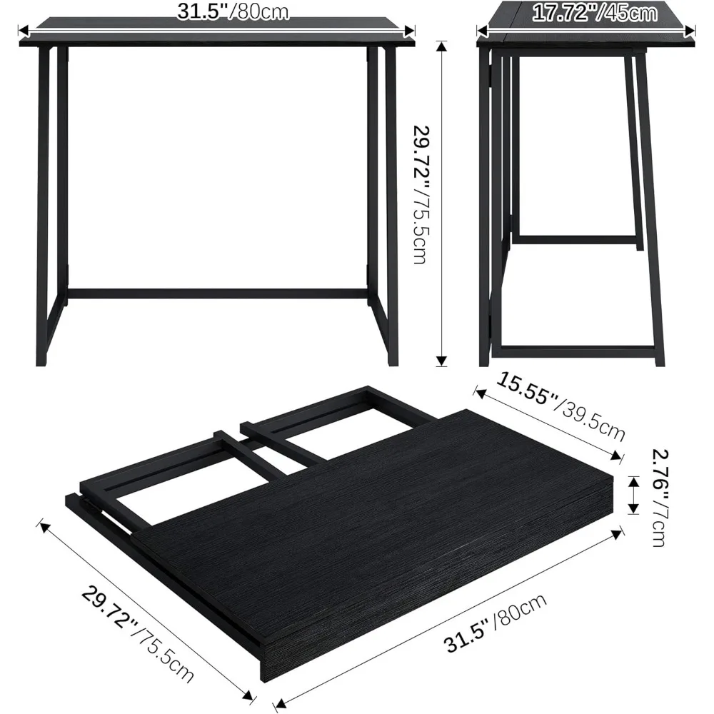 31.5" Small Desk with Storage Bag, Simple Assembly Folding Computer Desk Home Office Desk Study Writing Table for Small Space