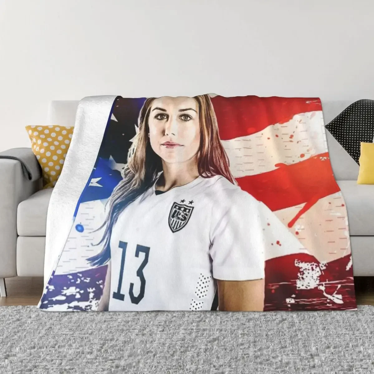 أليكس مورغان بطانية رمي فاخرة ، بياضات سرير ، رسم توضيحي ، سميكة #1