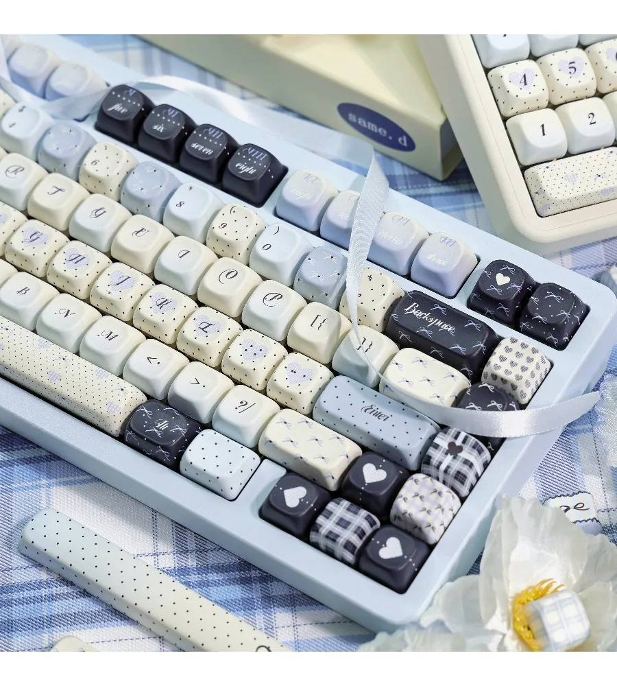 Sublimation custom mechanical keyboard keycaps artistic keycaps sea salt polka dot SOA height PBT full five-sided design