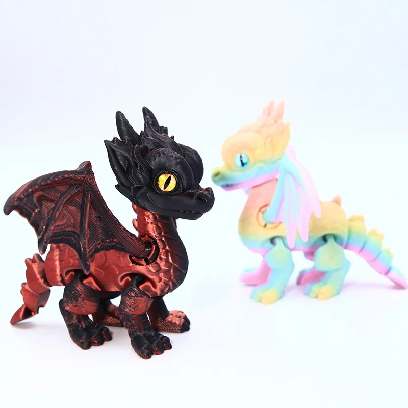 3D Printed Flying Western Dragon Articulated Joints Wings Simulation Eyes Flexible Model Pet Ornament Desktop Toy
