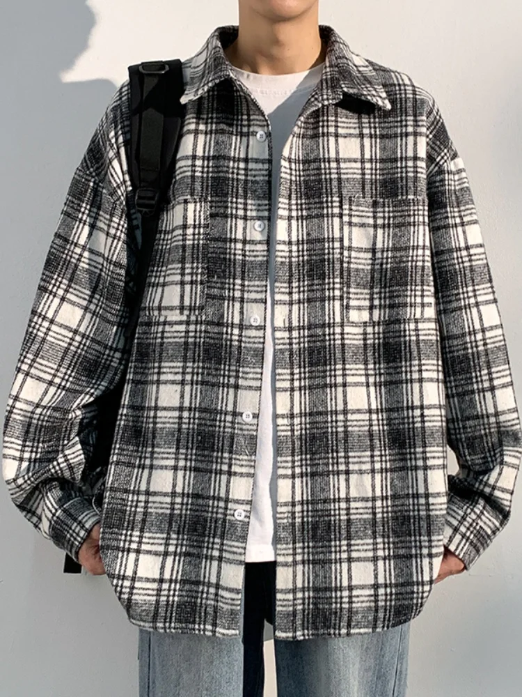 

Plaid Long Sleeve Shirt Men's New 2025 Spring High Sensation Cool Collar American OOTD Matching Outerwear Casual Fashion