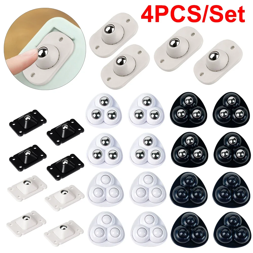 4 pçs/set rolos autoadesivos para móveis polia universal rodas giratórias rodízio rolo para caixa skate gabinete
