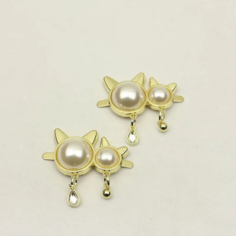 2Pcs Pearl Gold Crystal Purse Feet Bag Clothes Hardware Handbag Decorative Studs Button Nail Metal Buckles DIY Accessories