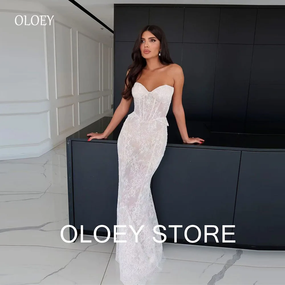 

OLOEY Elegant Mermaid Wedding Dresses Lace Sweetheart Arabic WFloor Length Bridal Gowns Floor Length Robe de mariage Customized