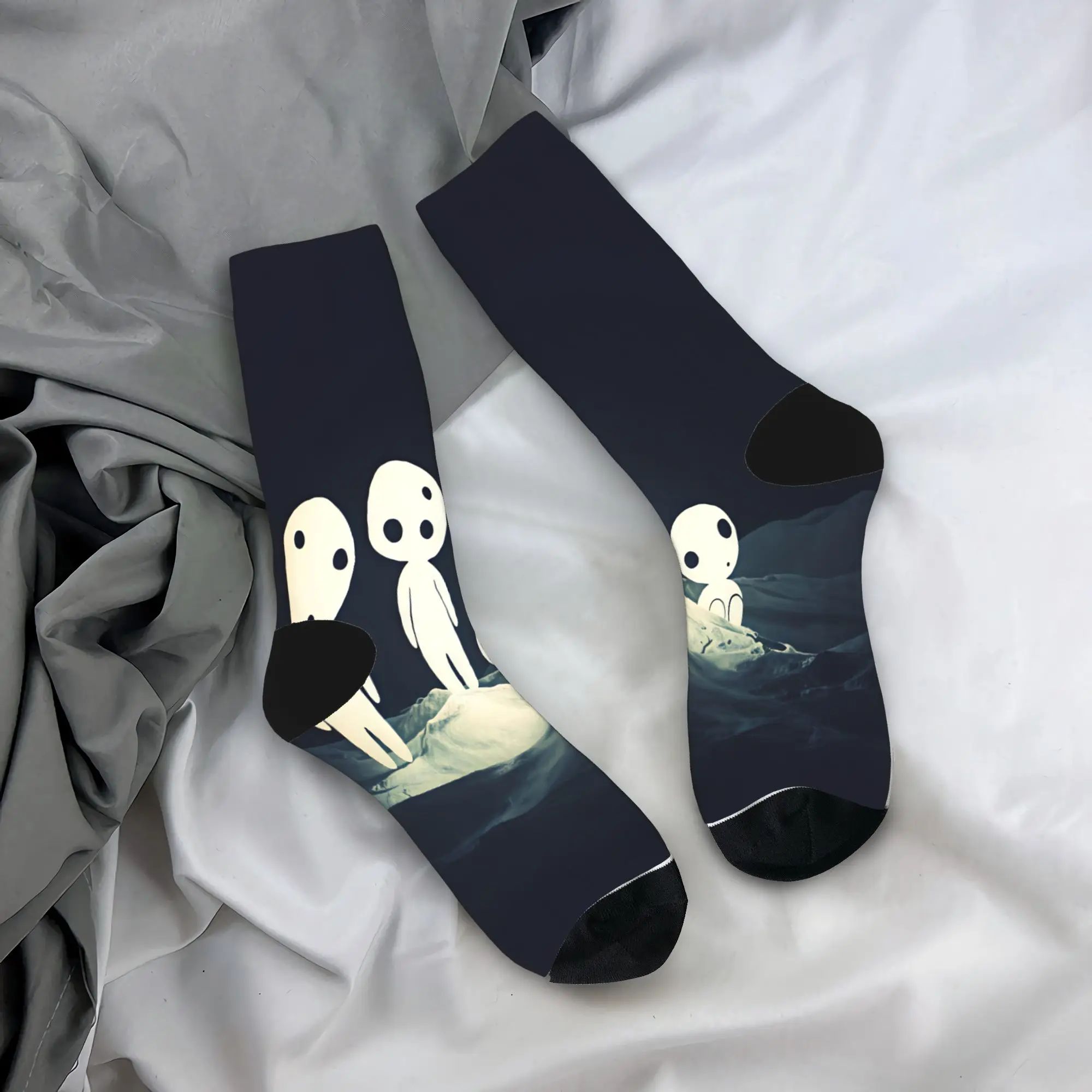 Men Socks Soot Sprites M-Mononoked  Stockings Non Skid Soft Breathable Socks Autumn Gothic Pattern Running Socks