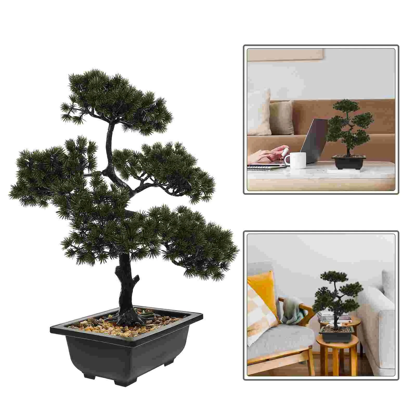 

Artificial Bonsai Pine Tree Faux Simulation Potted Plant Desk Display Fake Bonsai Ornaments