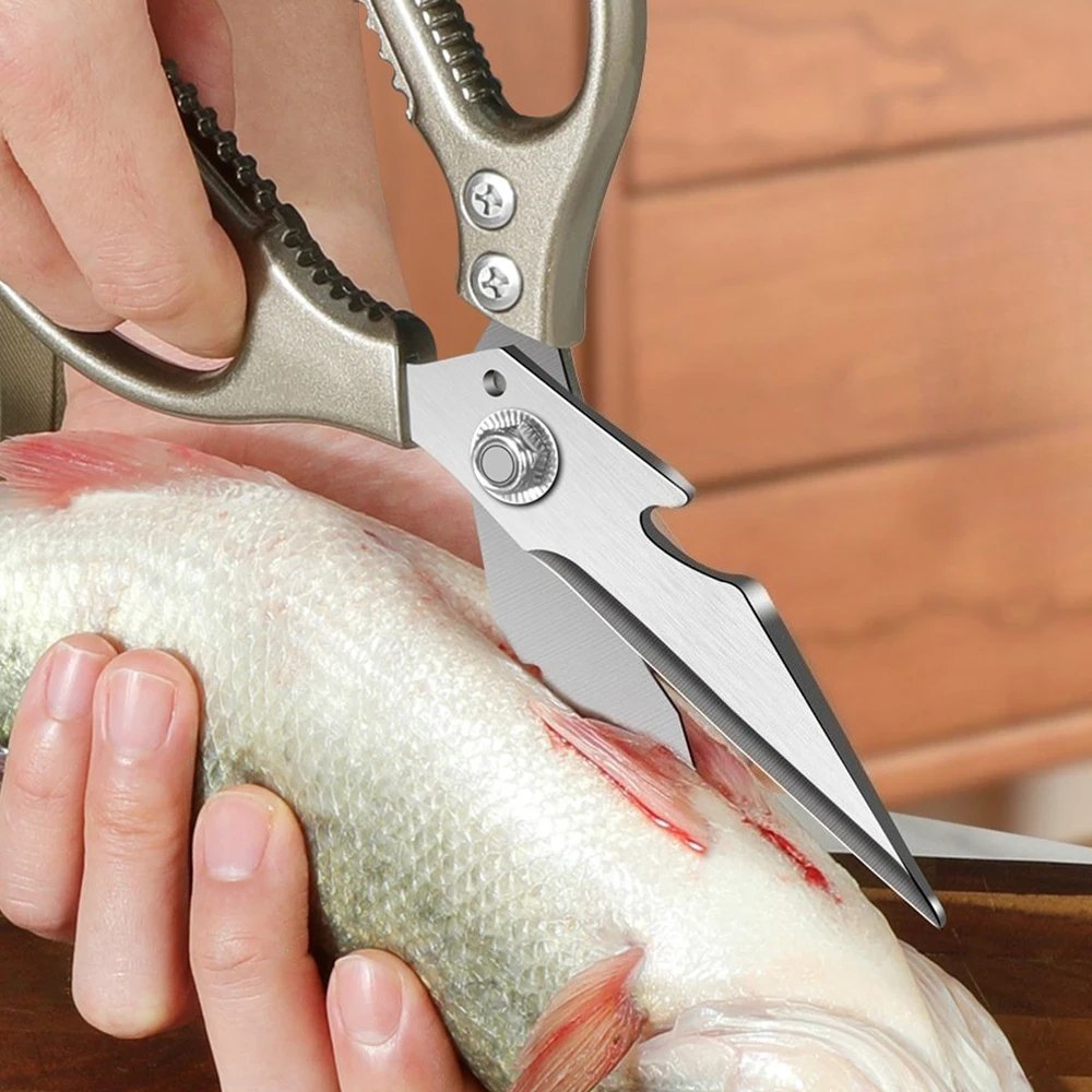 New Powerful Kitchen scissors Stainless steel Chicken bone scissors with bottle opening ,Multi-purpose Cooking tools