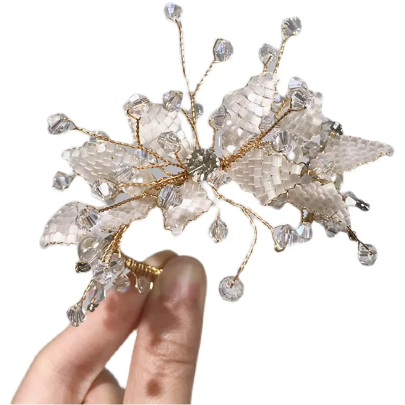 Super beautiful high-end bride wrist flower wedding bridesmaid sister hand flower beaded crystal tied flower