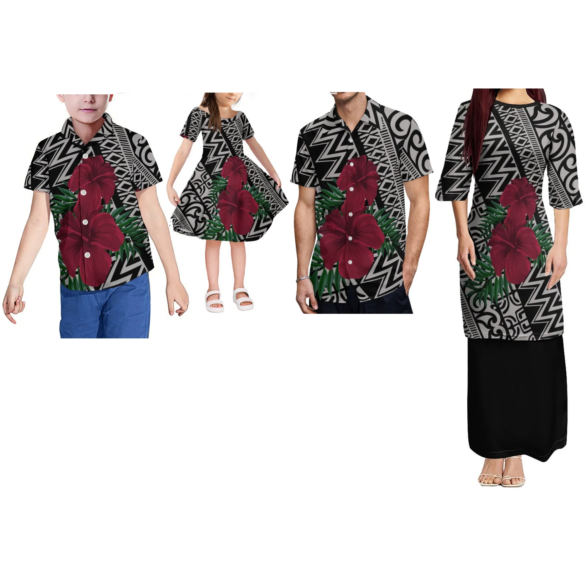 

Summer Short Sleeve Long Dress Ladies New Polynesian Puletasi Samoa Tribal Dress Loose Dress