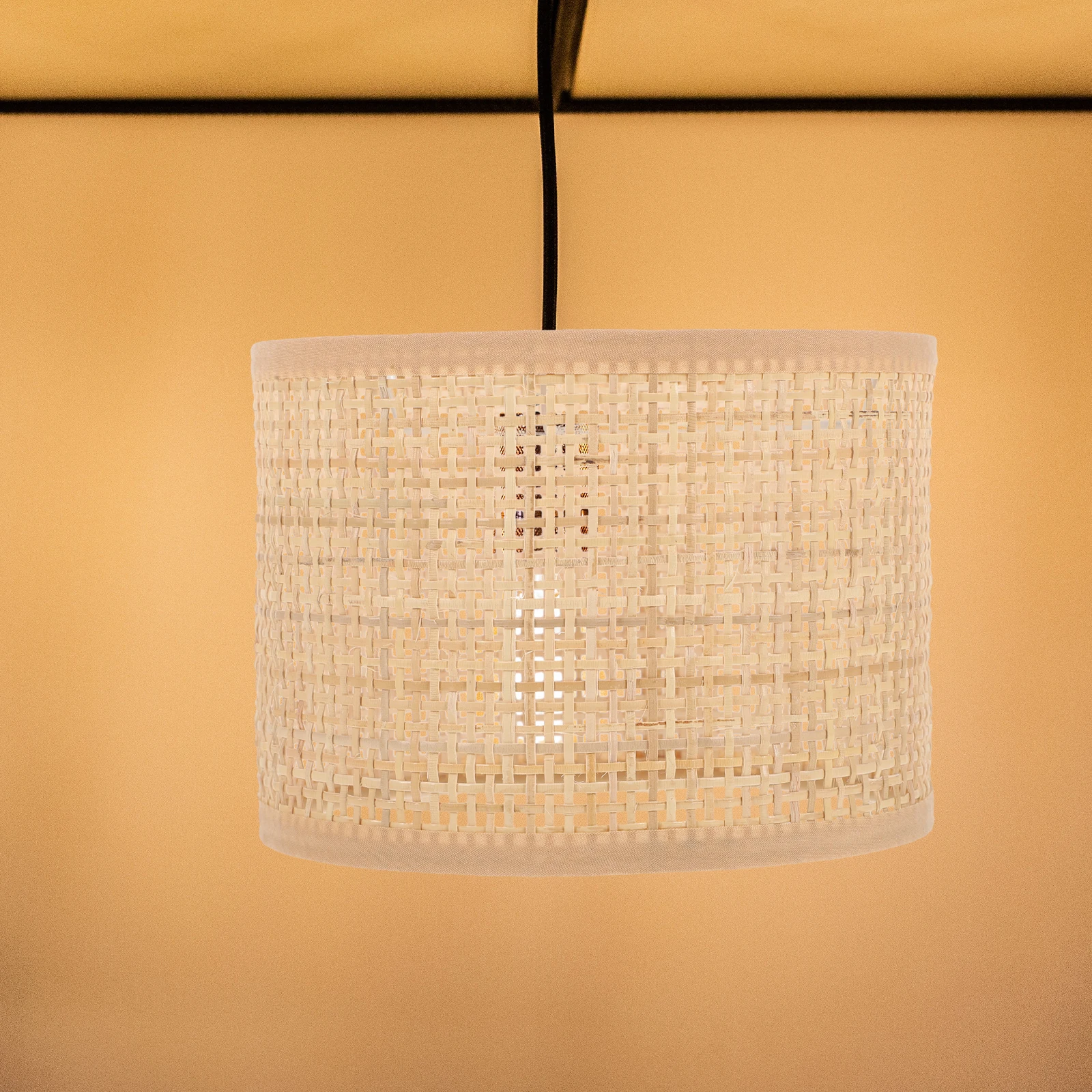 

Woven Square Lampshade Cover Decorative DIY Light Shade Rattan Weaving Craft Adornment Bedroom Warm Atmosphere Dust Protection