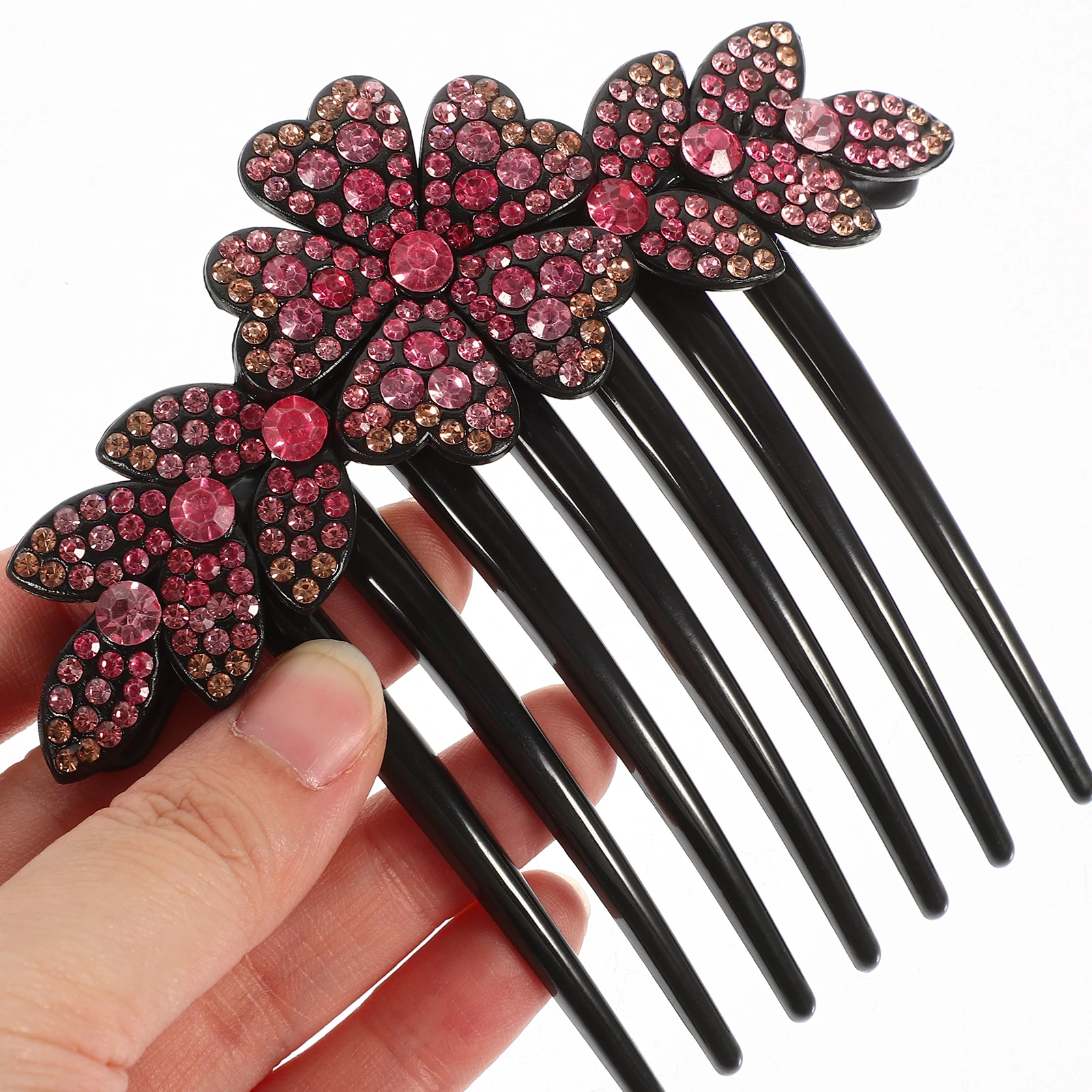 

4pcs Rhinestone Hair Side Combs for Women Decorative Bridal Wedding Accessories Full Drill Gradual Change Color Luxury