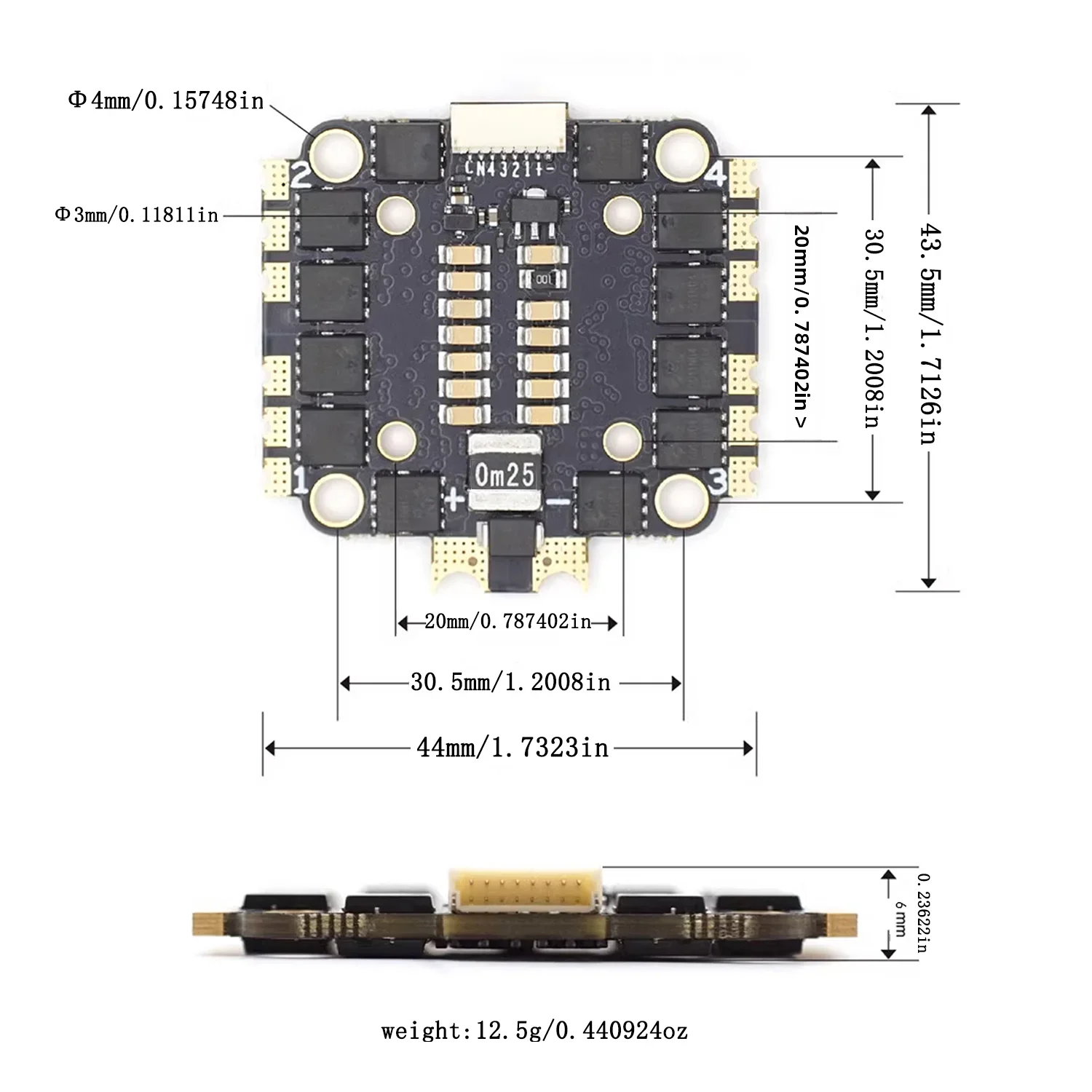 8-bit 30A/50A/60A  Brushless  4-in-1  ESC Compatible with 2S-6S LiPo Batteries Support PWM, DSHOT, ONESHOT for FPV Drones