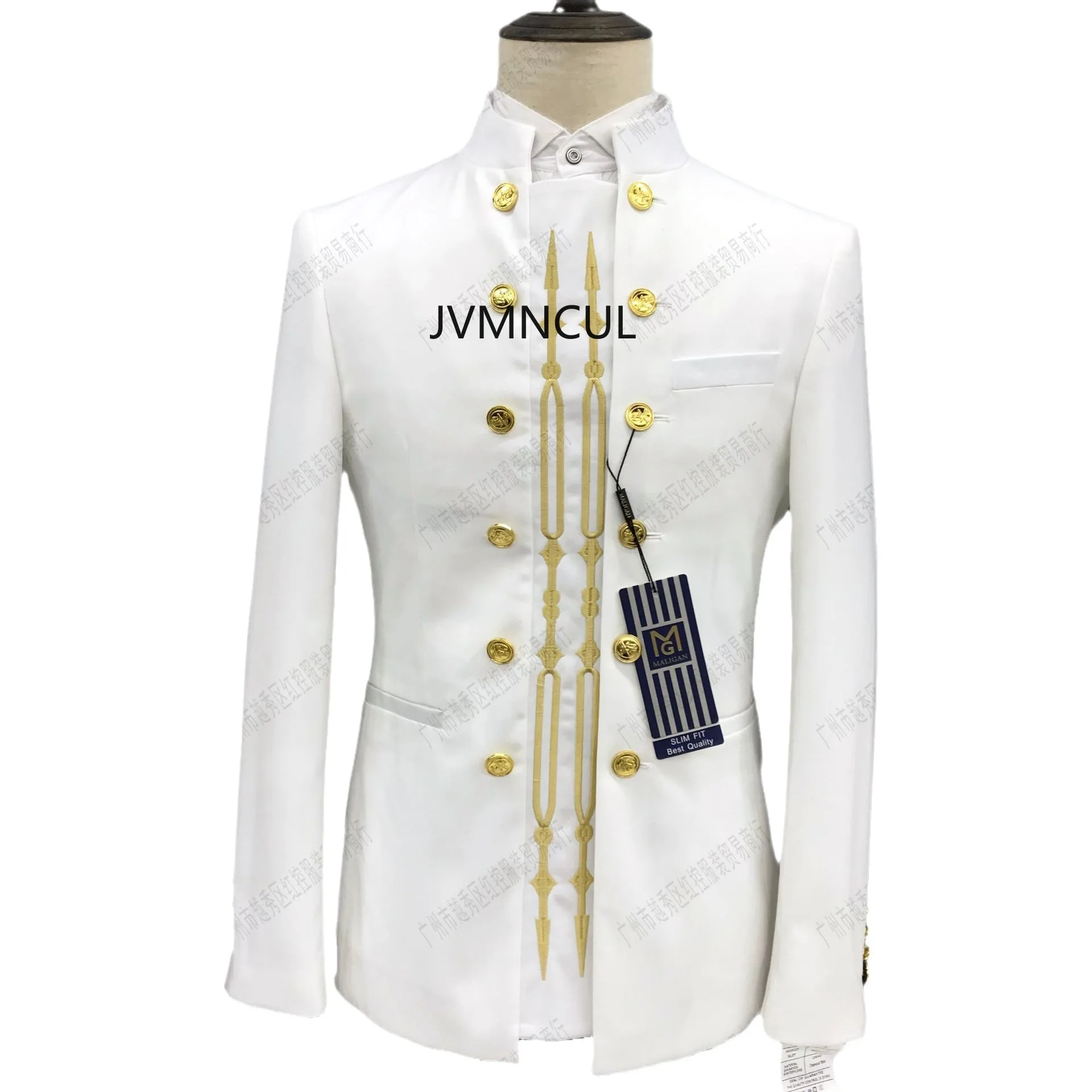 

2025 New Men's Chinese Style Suit Set - Mandarin Collar Slim Fit Blazer with Embroidery - Perfect for Wedding & Casual