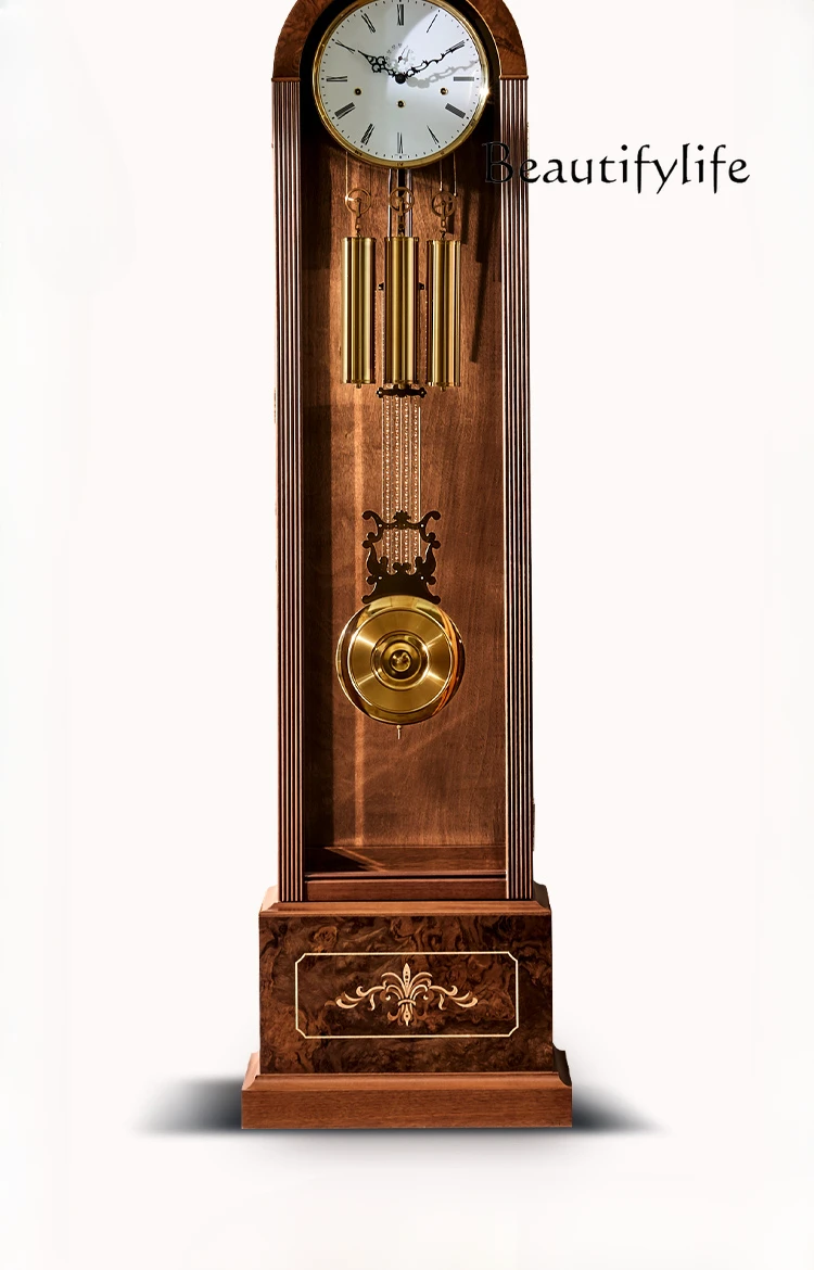 European Style the Grandfather Clock Living Room Villa Clock Chinese Retro Vertical Clock American Solid Wood Machinery