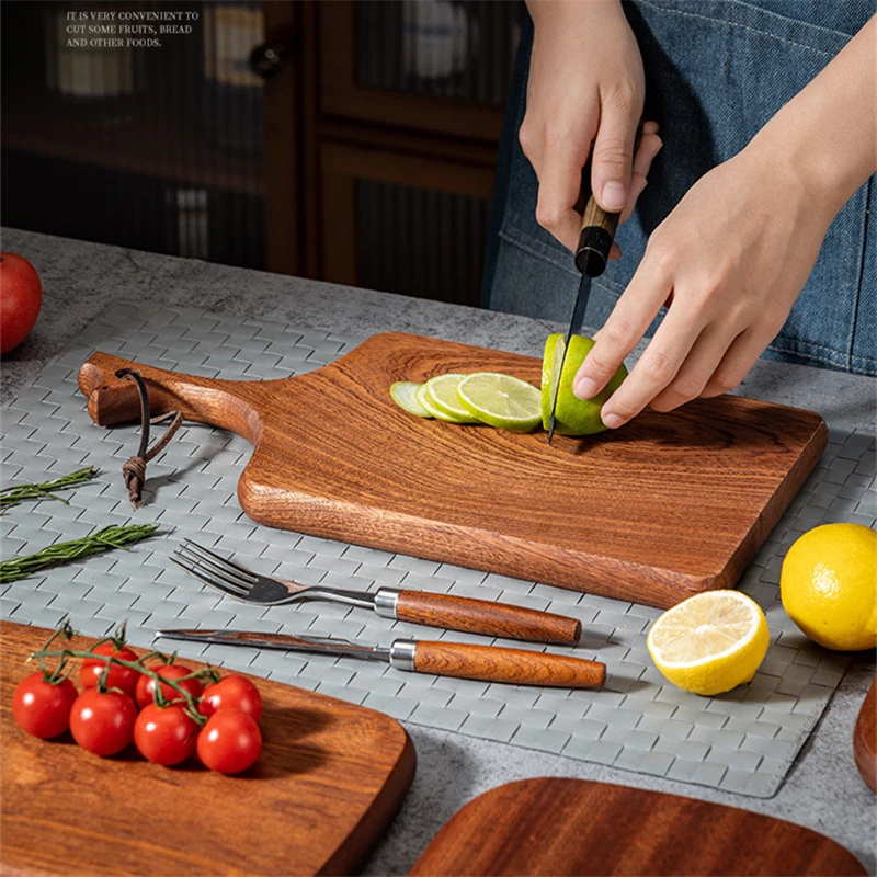 Wooden Pizza Steak Tray Fruit Dessert Storage Trays Rectangular Western Food Plate Breakfast Tableware Kitchen Cutting Board