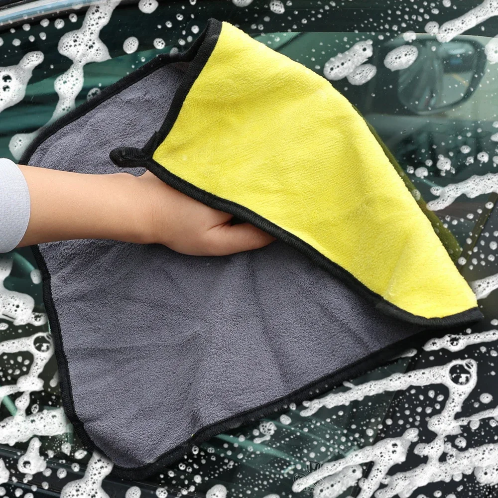 

Утолщенные полотенца из микрофибры для чистки автомобиля, мягкие быстросохнущие тряпки для протирания зеркал, полиэфирное волокно, двухслойные чистящие салфетки