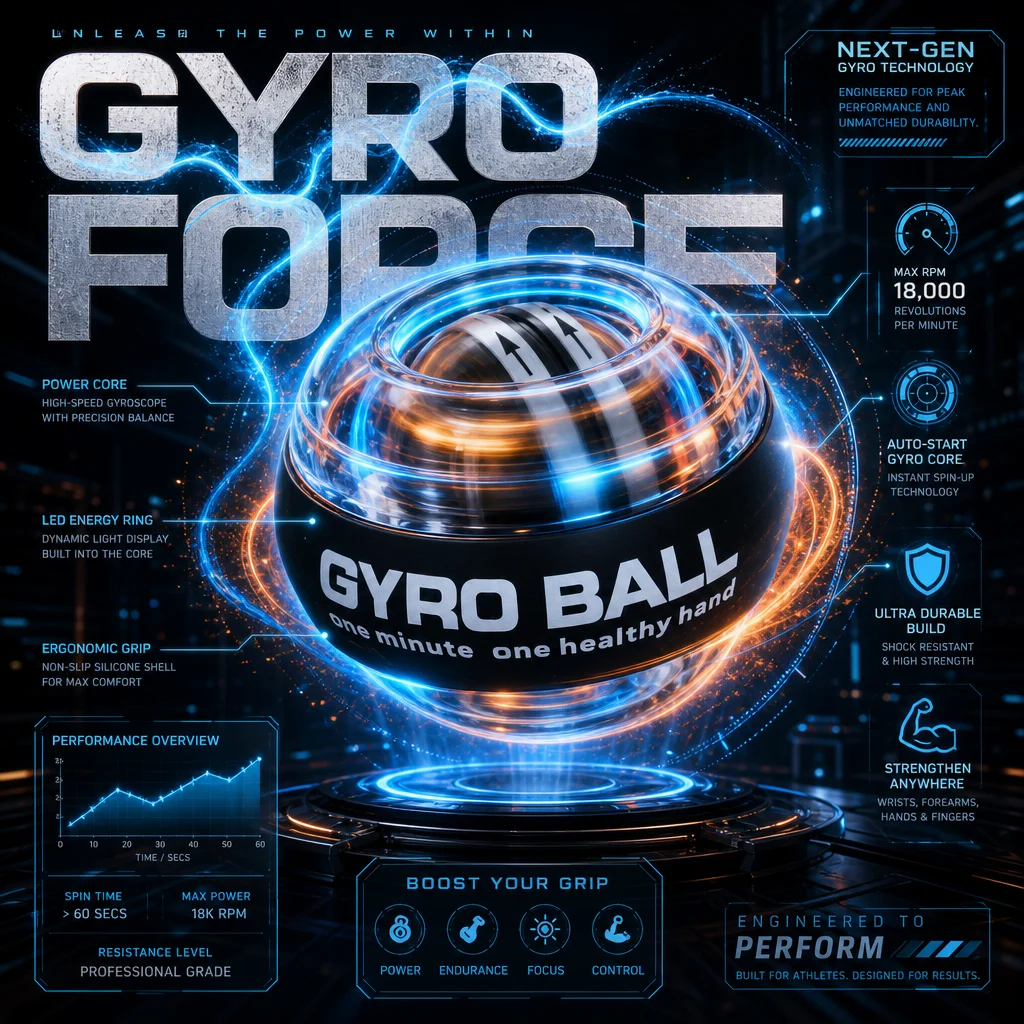 Bola de Força para Punho e Mão com Acionamento Automático, Fortalecedor de Punho, Bola Giroscópica para Braço, Bola Giroscópica para Mão, Exercitador de Antebraço para Fitness Doméstico