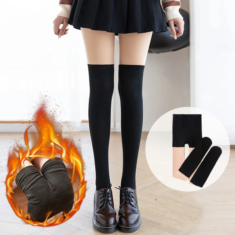 Winter Thick Women Tights Over Knee Patchwork Women Pantyhose Stockings  Warm Tights For Girls Plus Fleece One Piece Pantyhose