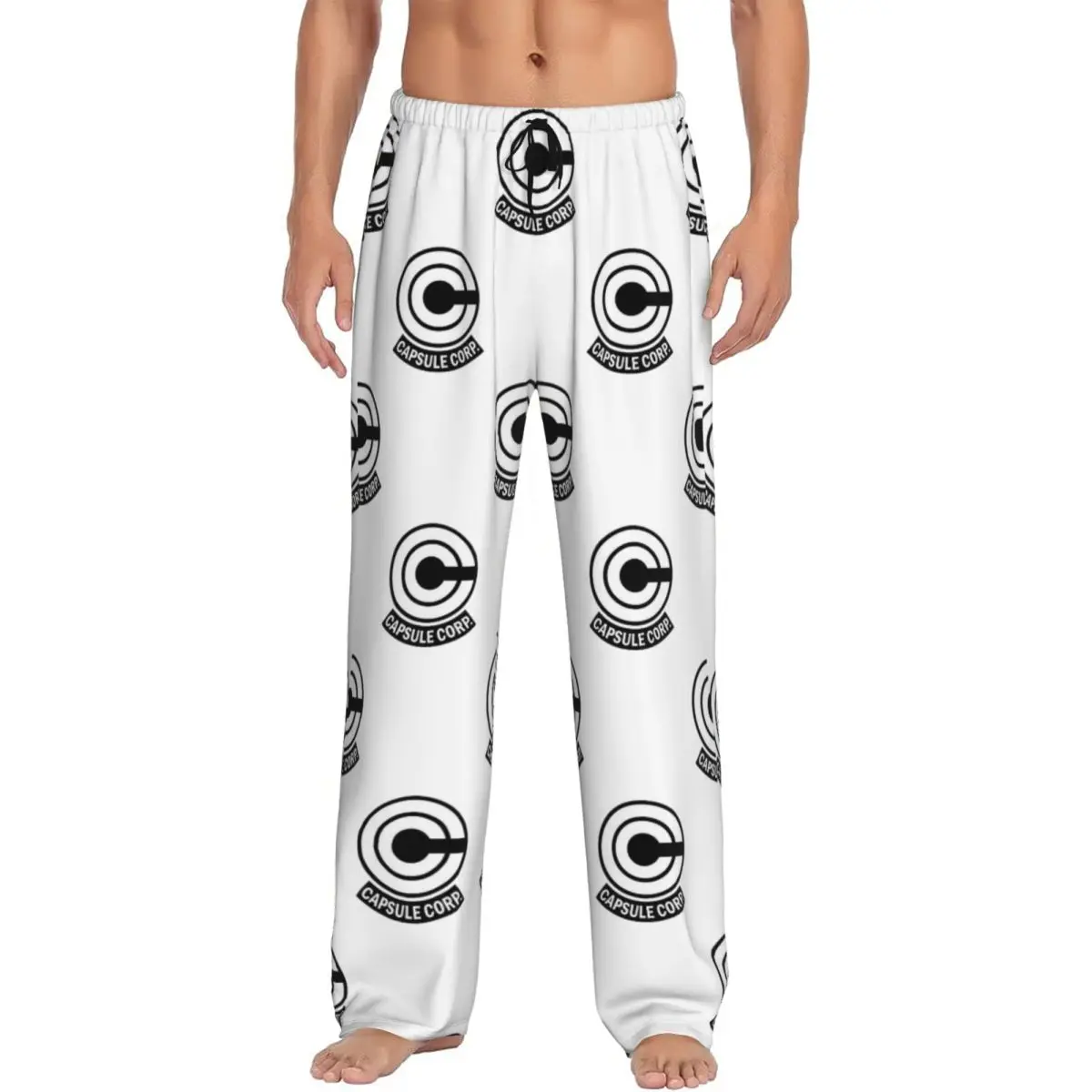 Pantalones de pijama con el logotipo de Capsule Corp, diseño personalizado, para hombre, ideales para dormir y relajarse, con bolsillos.