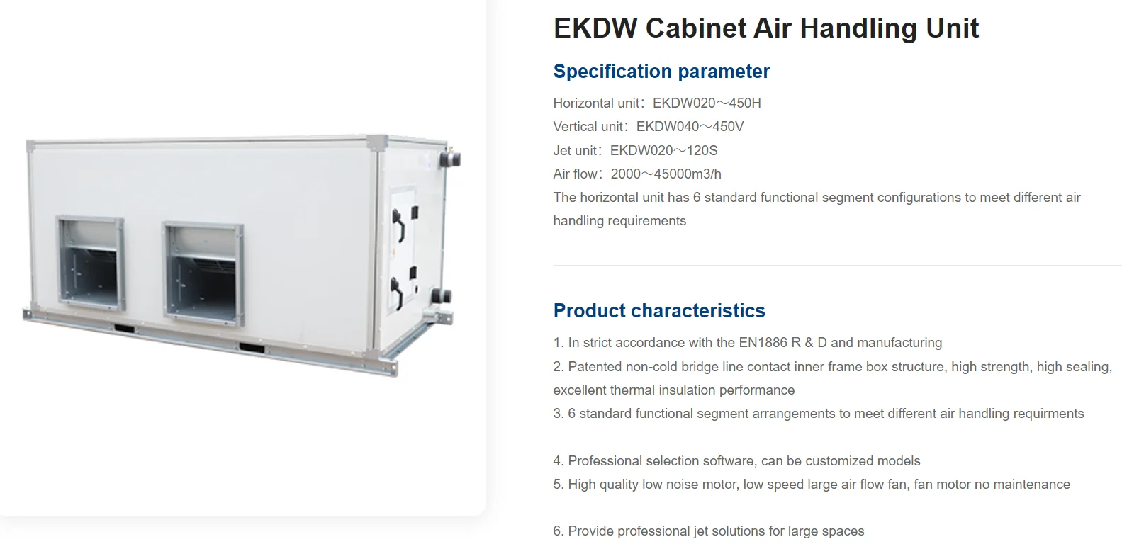 Pacote de ar condicionado central comercial Unidades CA Unidade de manuseio de ar do gabinete HVAC