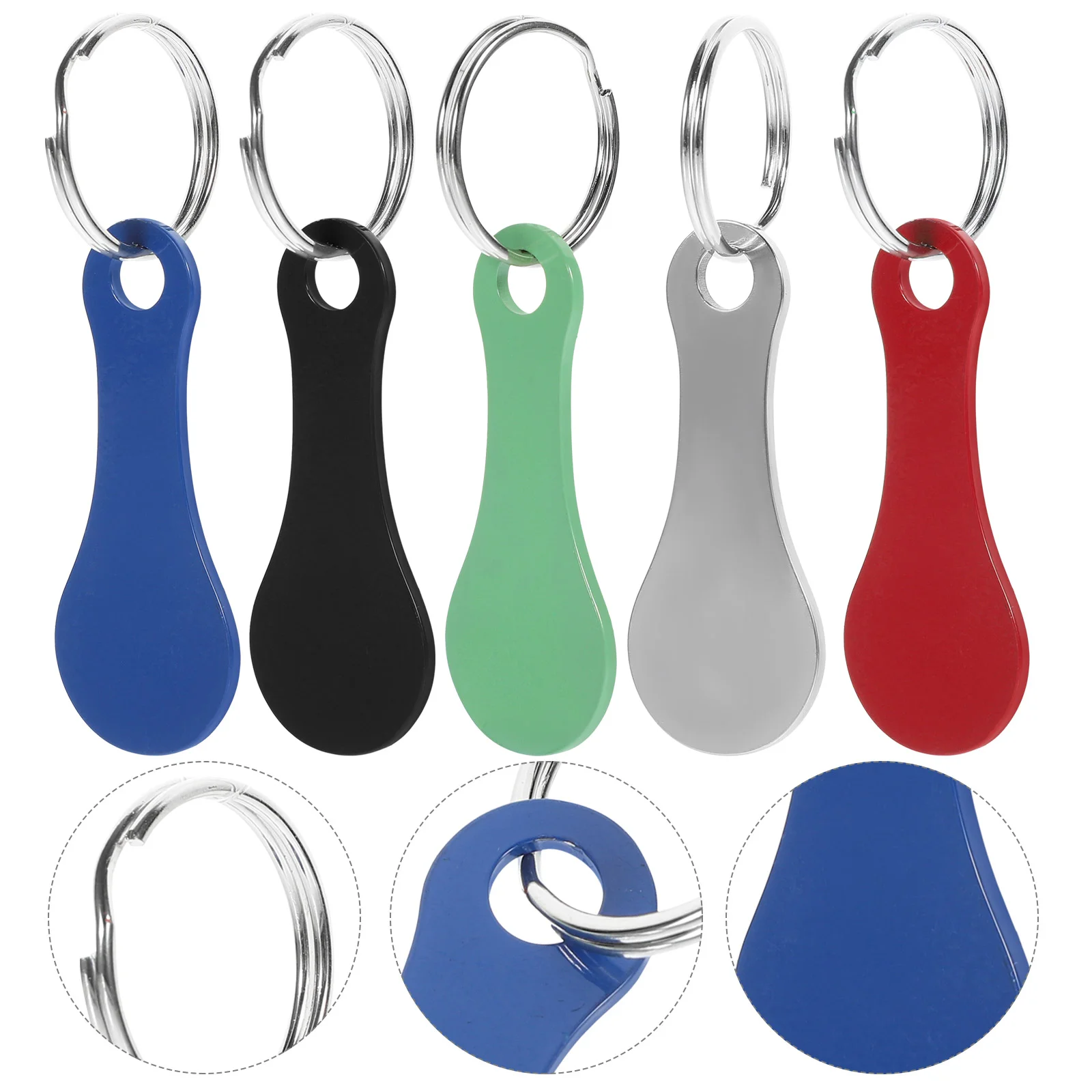 5 Pcs Decorate Shopping Trolley Tokens Key Chain Stainless Steel Keychain Ornament