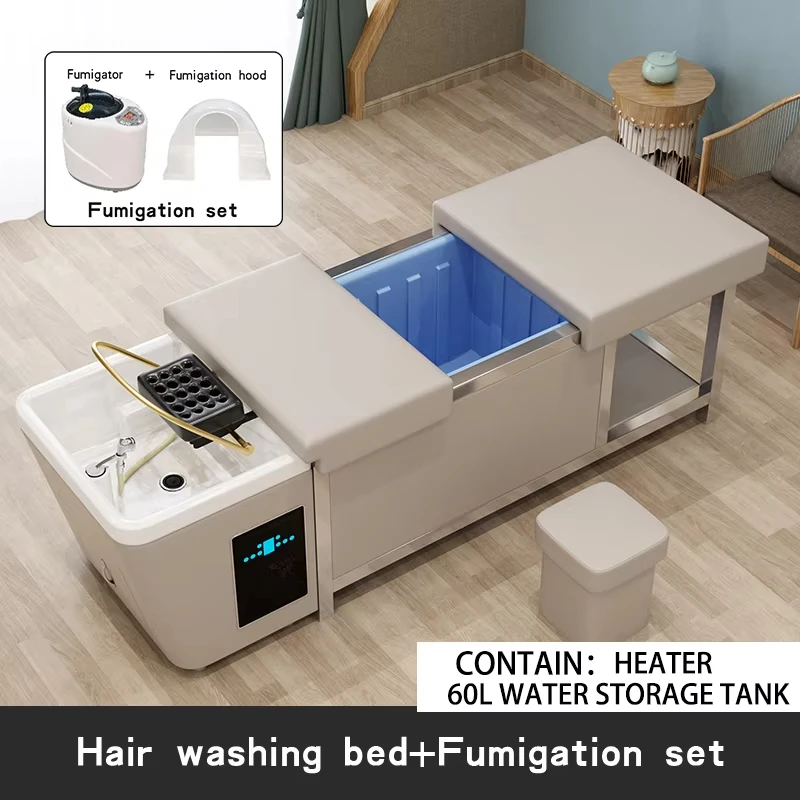 Cabeça do tanque de armazenamento de água 60L Spa Shampoo Cama Móveis de salão de beleza sem tubo de água Cama de massagem para salão de beleza