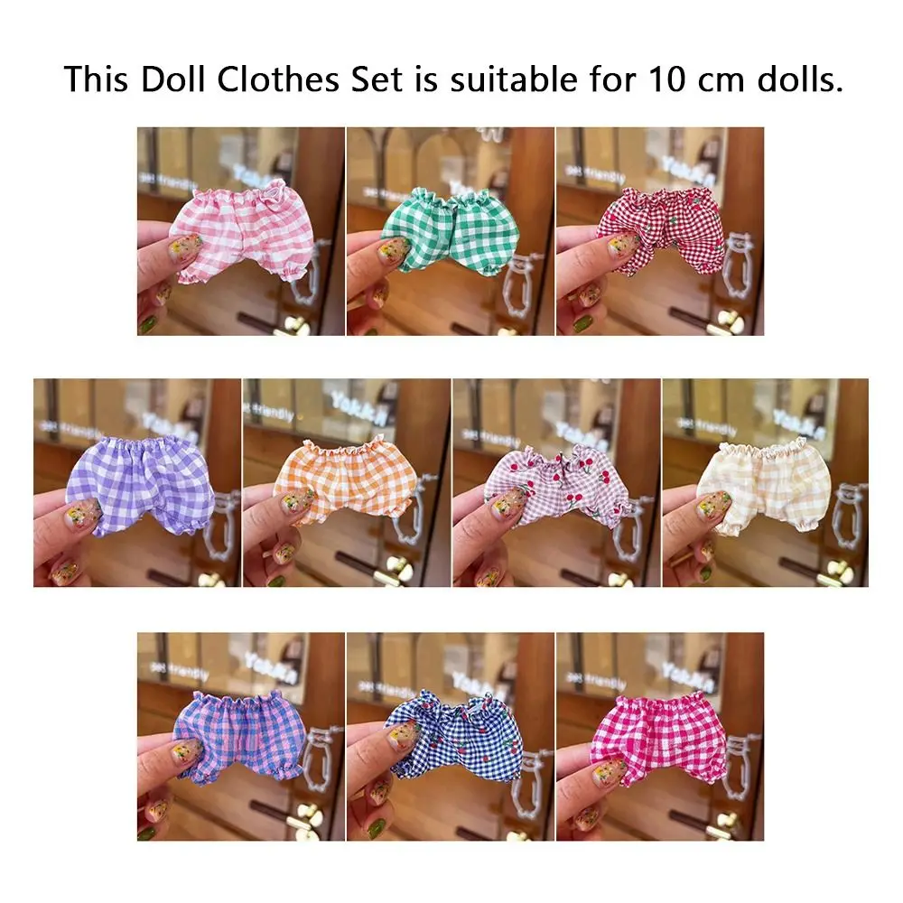 10cm Cotton Doll Lantern Pants Handmade Plaid Pants Cos Gift Closure Pants for Macaron Mini Pants Doll Accessories Mini Pants