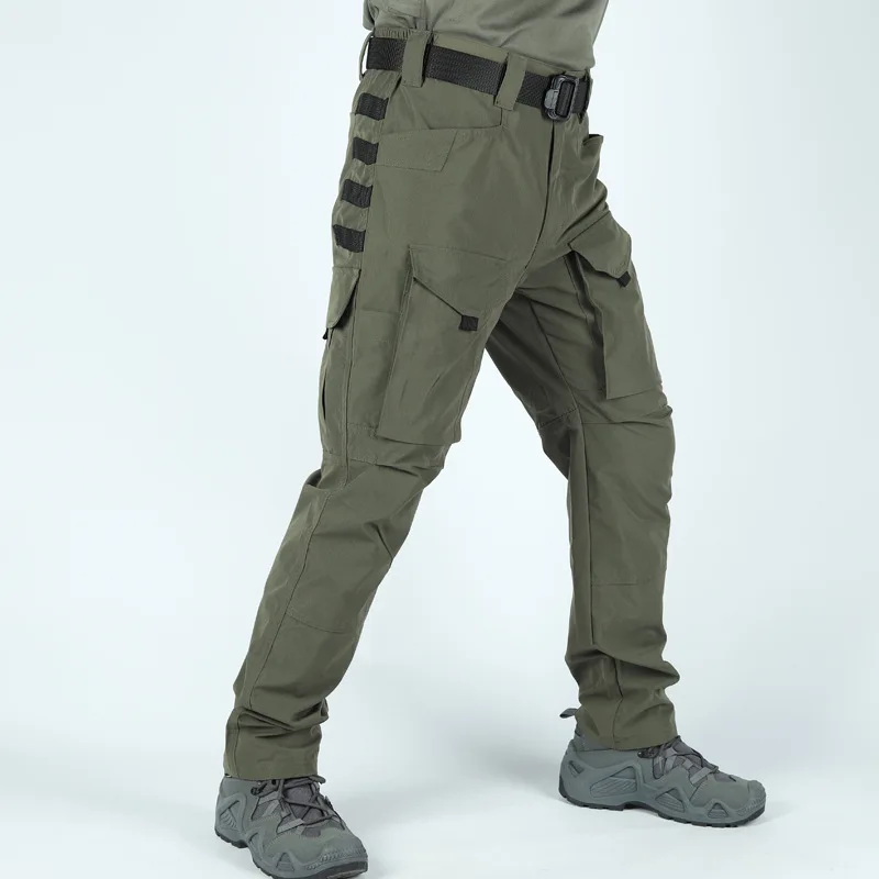 신상 남성 전술 바지 빠른 건조 멀티 포켓 카고 바지 캐주얼 전술 바지 내구성 작업 훈련 바지 루즈핏