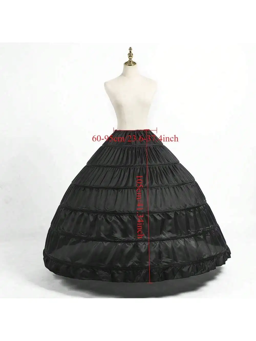 Schwarzer Hoop Langer Petticoat Krinoline Ballkleid Rock Unterrock Hochzeitsaccessoires – Detail 10