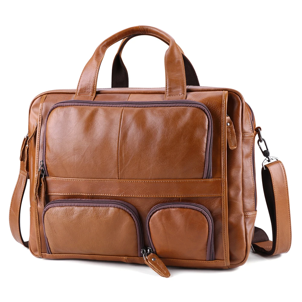 Sacoche pour ordinateur portable de 17 pouces pour homme sac d'affaires rétro multifonctionnel sac de couleur officielle couche supérieure en cuir de cercle sac à bandoulière pour homme sac de travail