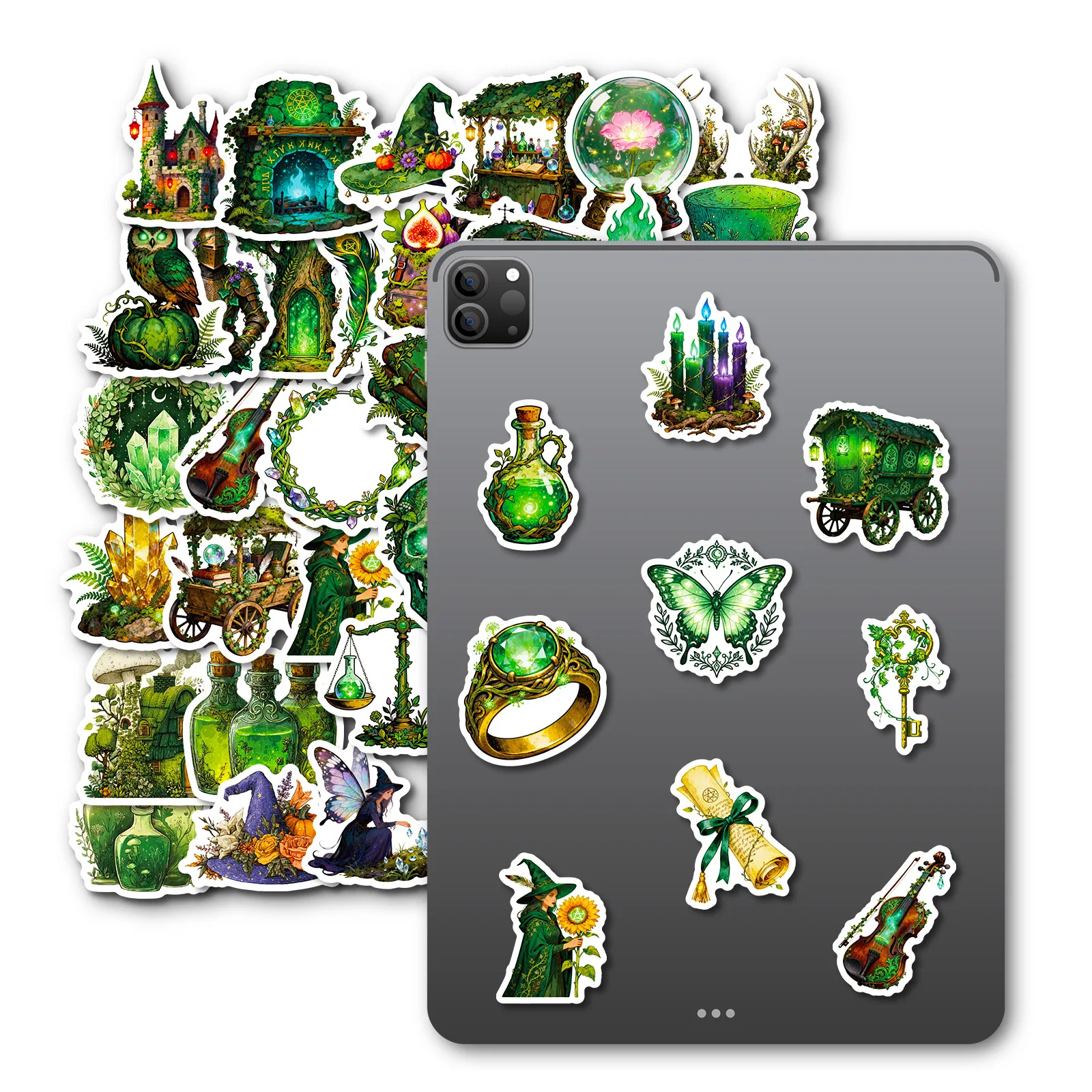 10/56 قطعة ملصقات الغابات السحرية الإبداع الساحرة الأخضر الكتابة على الجدران الديكور DIY بها بنفسك دفتر حقيبة الغيتار الهاتف الثلاجة الشارات #5