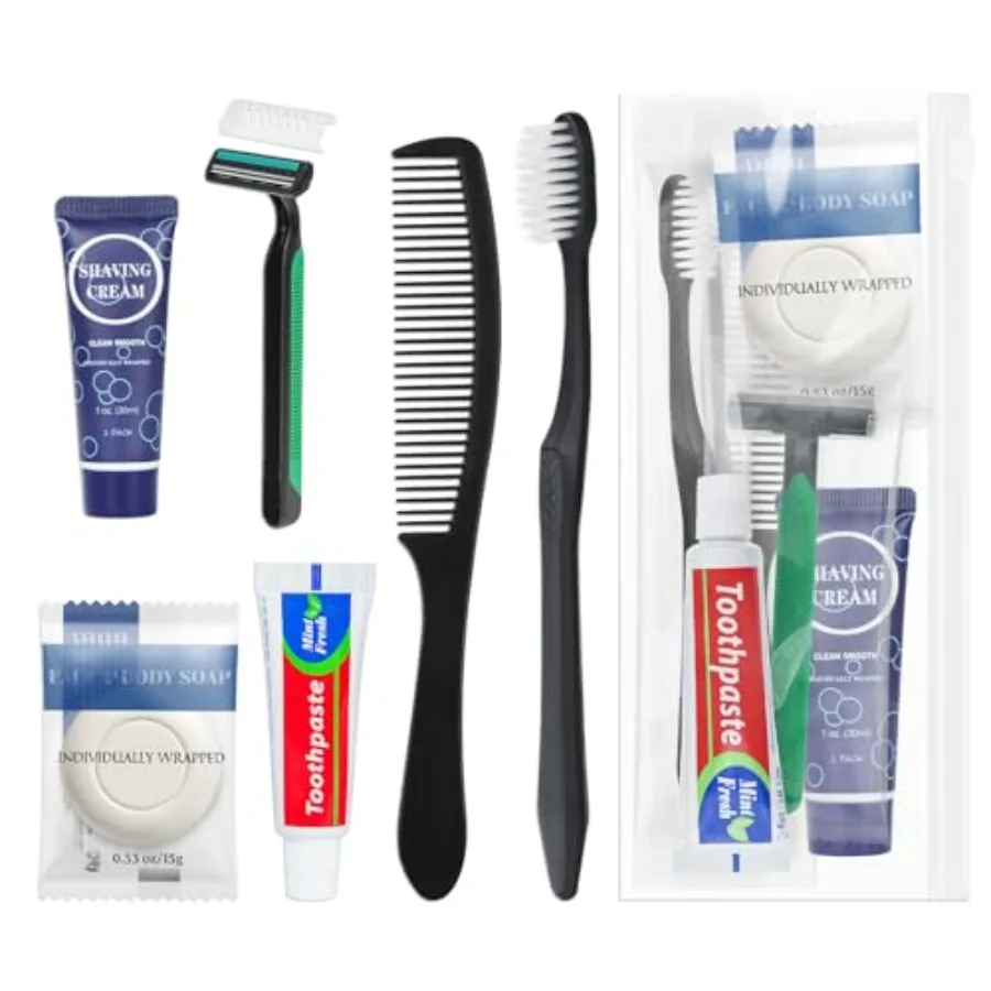 

10 Pack Travel Toiletry Kit Bulk, 6-in-1 Disposable Personal Hygiene Kit, Basic Toiletry Kits for Men Women, Homeless Care Supp