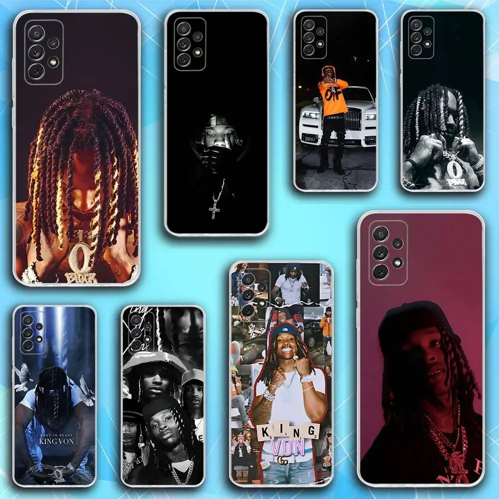 

Raper K-King Von Phone Case For Samsung S30,23,21,22,20, FE lite,S10,9,8,7 PIus Note20ultra Soft Transparent