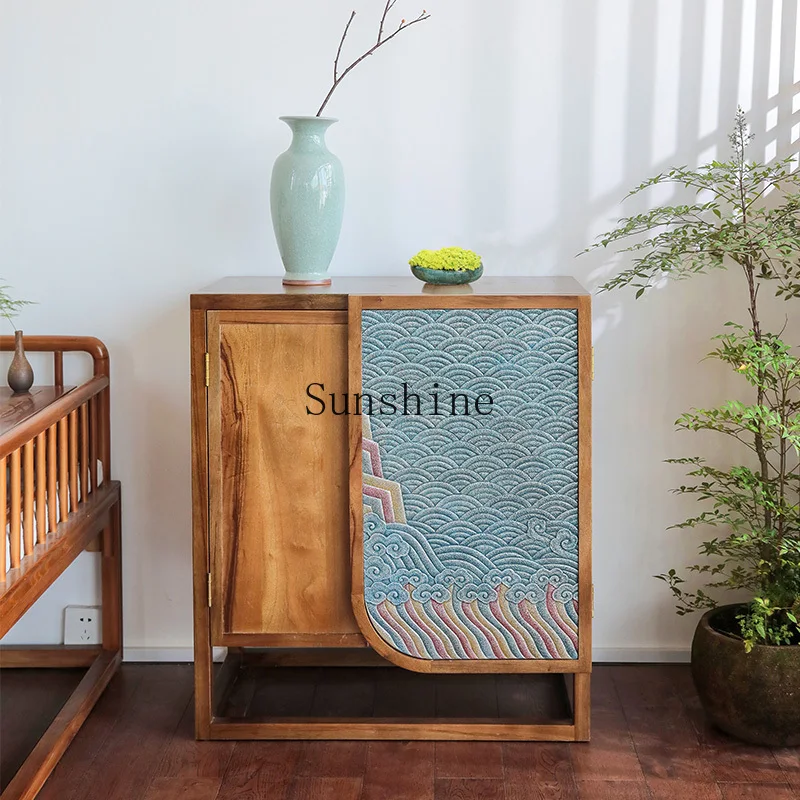 

Solid wood entrance Home foyer Living room Art decoration Large capacity storage Shoe cabinet integrated