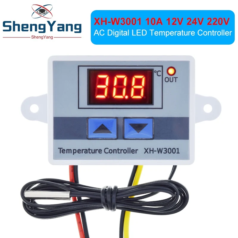 TZT 10A 12V 24V 220VAC Digital LED Temperature Controller XH-W3001 for Arduino Cooling Heating Switch Thermostat NTC Sensor