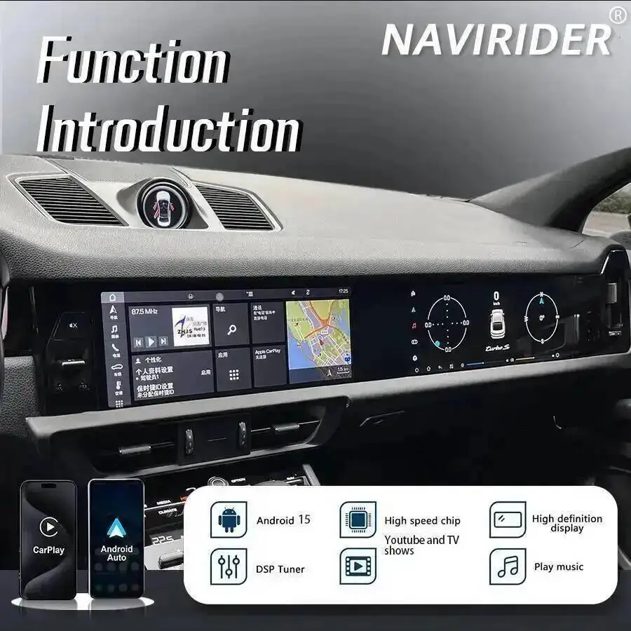 Car Radio GPS Navigation Multimedia Player Android 12.3+12.3Inch Interactive For Porsche Cayenne 2018-2023 Carplay Head Unit