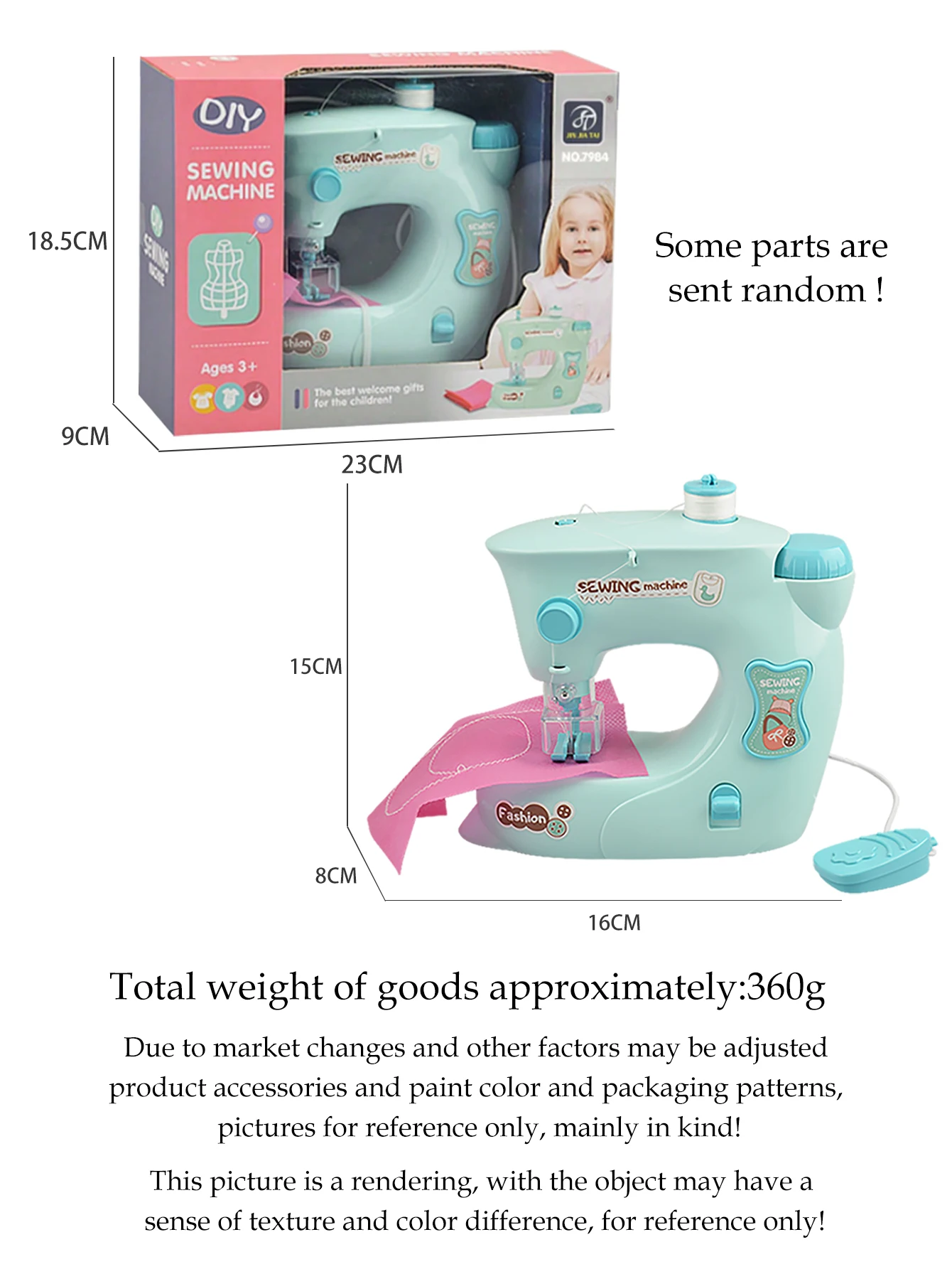 Electric Sewing Machine Toy, Mini Diy Simulation Sewing for Girls Kids 3+ Easy Beginners Toys Play Home Parenting