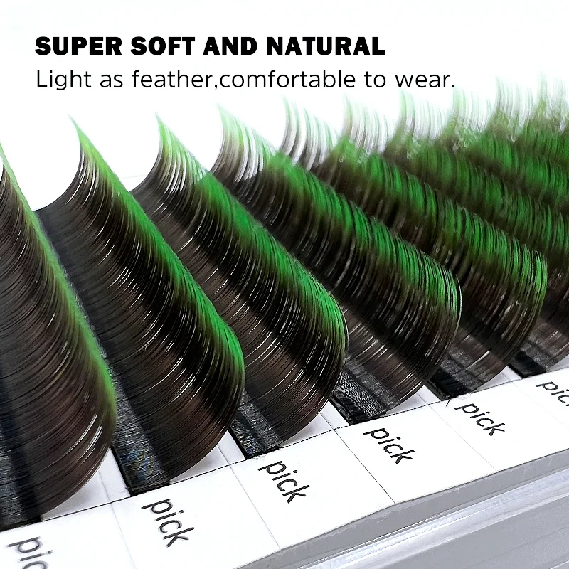 New Gradient Red Green Blue Purple Color Eyelash Extension Individual Faux Mink Ombre False Eye Colored Lashes Makeup Tool